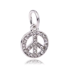 Couqcyシルバーカラーオリジナルビーズチャームクリスタル平和記号ペン(China)