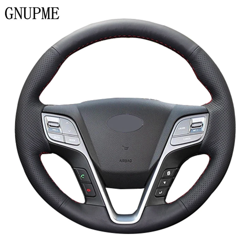 GNUPME DIY Hand-stitched Soft Artificial Leather Black Car Steering Wheel Cover for Hyundai Santa Fe 2013 Grand ix45
GNUPME DIY Hand-stitched Soft Artificial Leather Black Car Steering Wheel Cover for Hyundai Santa Fe 2013 Grand ix45