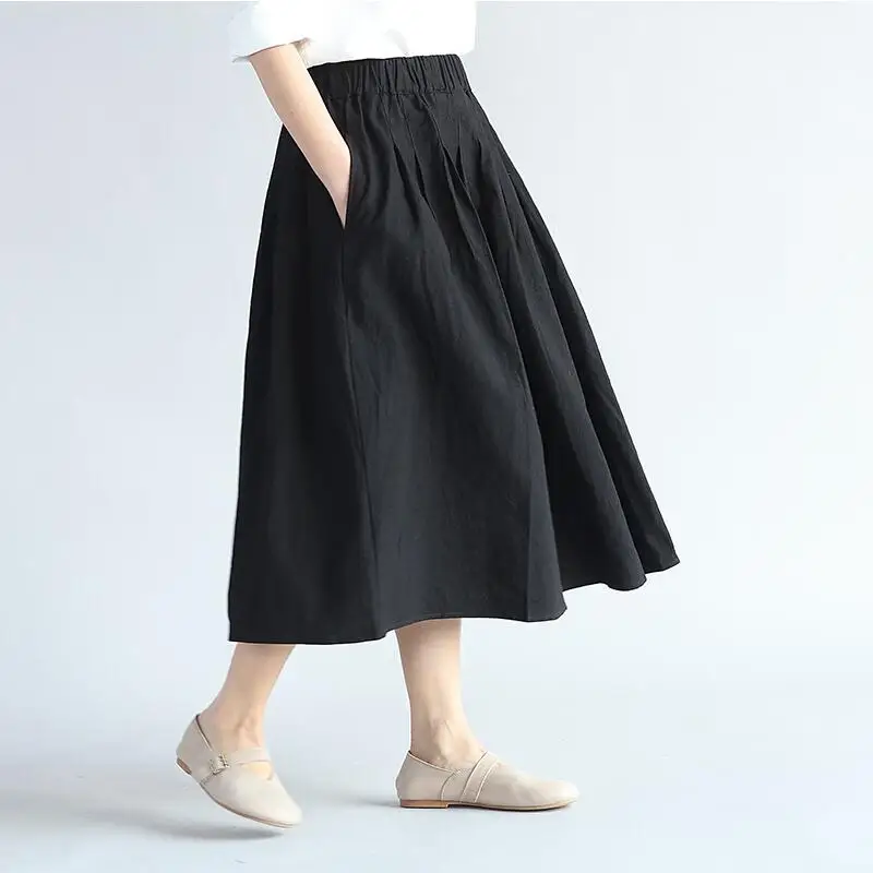 2019 Spring Summer Women's Fashion New Cotton Linen Solid Color Skirt High waist Pleated Skirt Casual Long Skirts Female sk335
2019 Spring Summer Women's Fashion New Cotton Linen Solid Color Skirt High waist Pleated Skirt Casual Long Skirts Female sk335