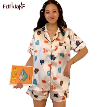 Fdfklak Student's pajamas set cute print summer pijamas women casual home clothes shorts sleepwear pijama new pyjama femme
Fdfklak Student's pajamas set cute print summer pijamas women casual home clothes shorts sleepwear pijama new pyjama femme