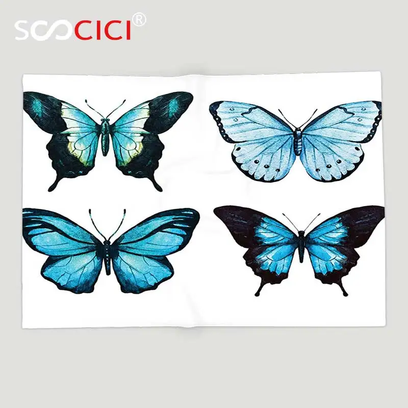 Custom Soft Fleece Throw Blanket Butterflies Decoration Butterfly Collection with Ornate Wings Life Watercolor Print Home Blue
Custom Soft Fleece Throw Blanket Butterflies Decoration Butterfly Collection with Ornate Wings Life Watercolor Print Home Blue