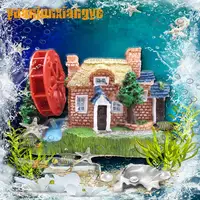 Home Fish Aquatic Pet Supplies Decorations Aquarium Landscaping resin Windmill House Cottage Crafts image