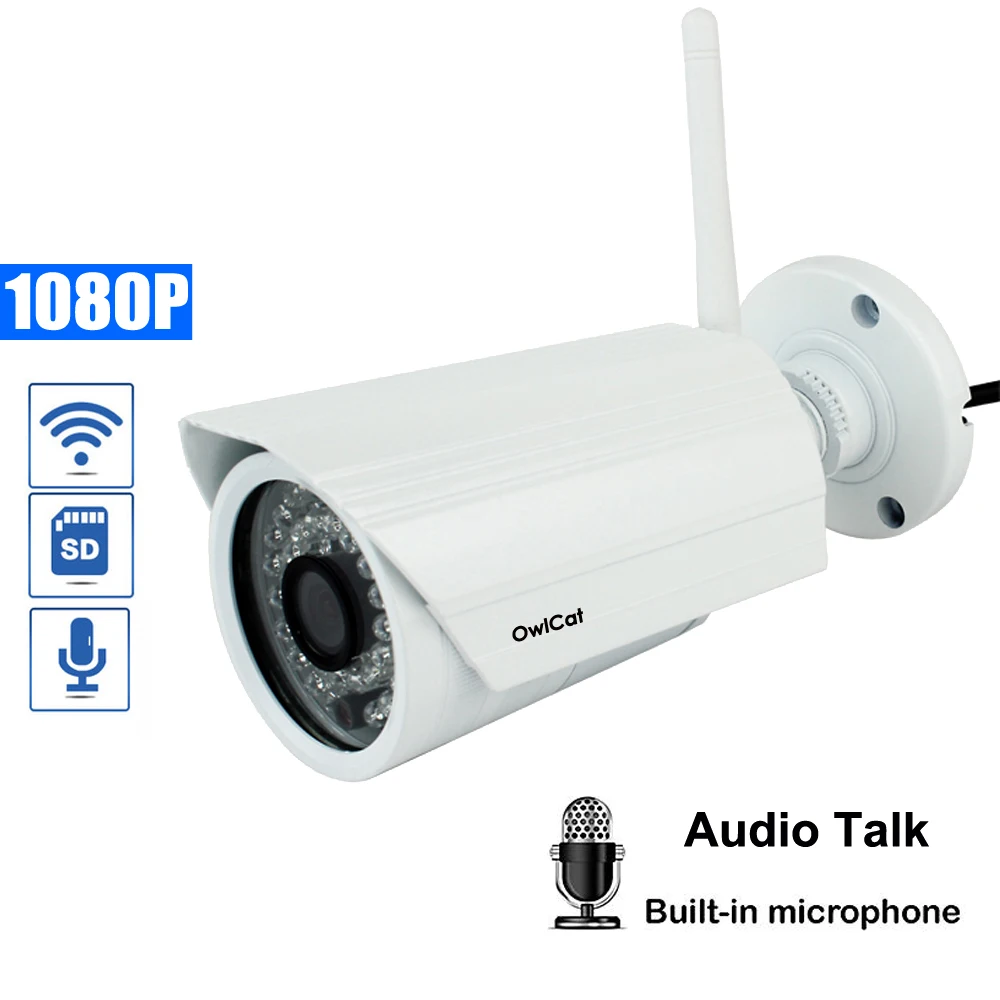 OwlCat HD 1080P Waterproof/Outdoor Bullet WIFI IP Camera 2MP Audio/Microphone Wireless Security CCTV Camera SD Card Slot IR P2P
OwlCat HD 1080P Waterproof/Outdoor Bullet WIFI IP Camera 2MP Audio/Microphone Wireless Security CCTV Camera SD Card Slot IR P2P