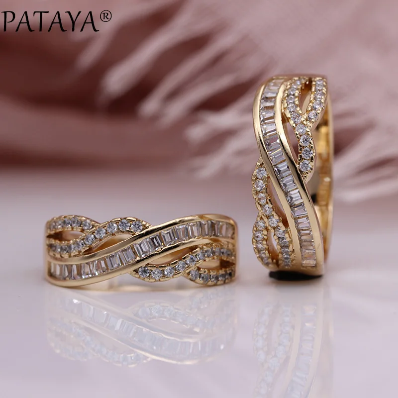 PATAYA New Women Rings 585 Rose Gold Micro Wax Inlay White Square Natural Zircon Wedding Fine Fashion Jewelry Luxury Hollow Ring
PATAYA New Women Rings 585 Rose Gold Micro Wax Inlay White Square Natural Zircon Wedding Fine Fashion Jewelry Luxury Hollow Ring