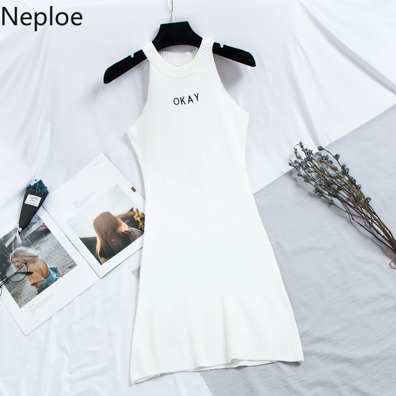 Neploe Summer Women Bodycon Dress Sleeveless Off Shoulder Halter Knitted Dresses Embroidery Slim Sexy Stretch Vestidos Femme
Neploe Summer Women Bodycon Dress Sleeveless Off Shoulder Halter Knitted Dresses Embroidery Slim Sexy Stretch Vestidos Femme