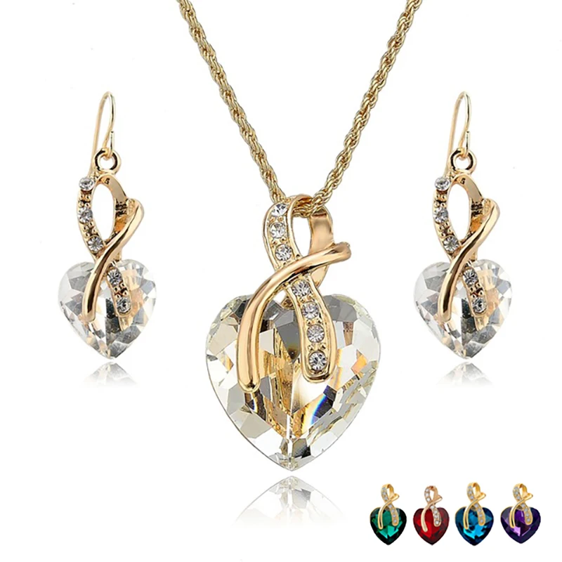 New Arrival Heart Necklace Earrings Crystal Set for Women Wedding Accessories Austrian Crystal Jewelry Sets
New Arrival Heart Necklace Earrings Crystal Set for Women Wedding Accessories Austrian Crystal Jewelry Sets
