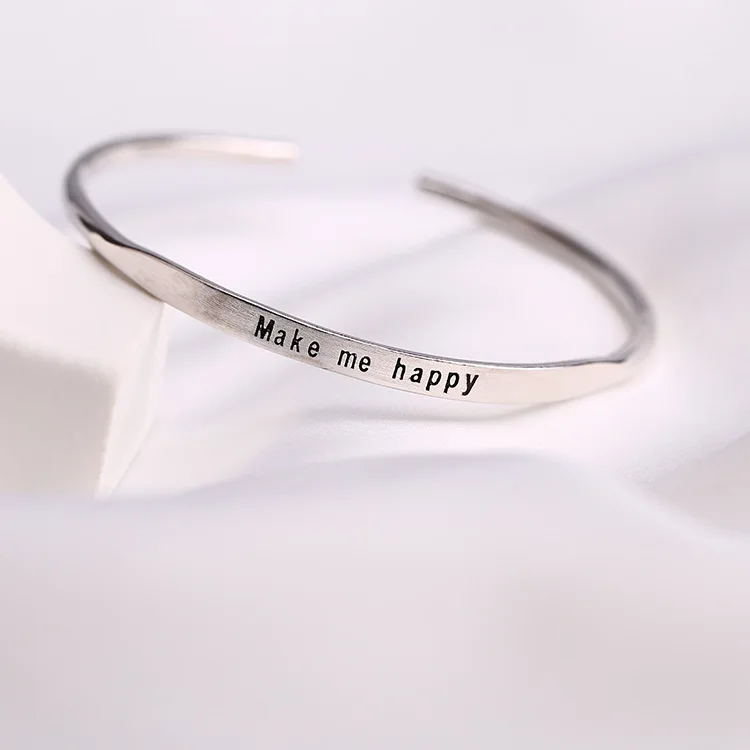 Silver Custom Engraved Message “Make me happy" Bracelet Personalized Positive Inspirational Letter Bracelet & Bangle For Women
Silver Custom Engraved Message “Make me happy" Bracelet Personalized Positive Inspirational Letter Bracelet & Bangle For Women