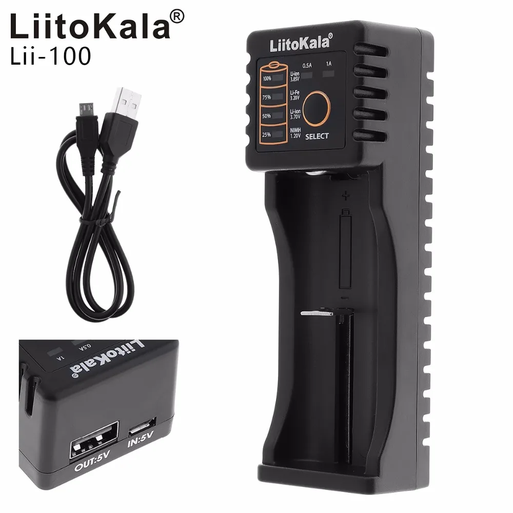 Liitokala Lii-100 USB Smart Charger with LED Indicator for 1.2V 3.7V 3.2V 3.8V AA AAA 26650 18650 18350 17500 14500 Battery
Liitokala Lii-100 USB Smart Charger with LED Indicator for 1.2V 3.7V 3.2V 3.8V AA AAA 26650 18650 18350 17500 14500 Battery