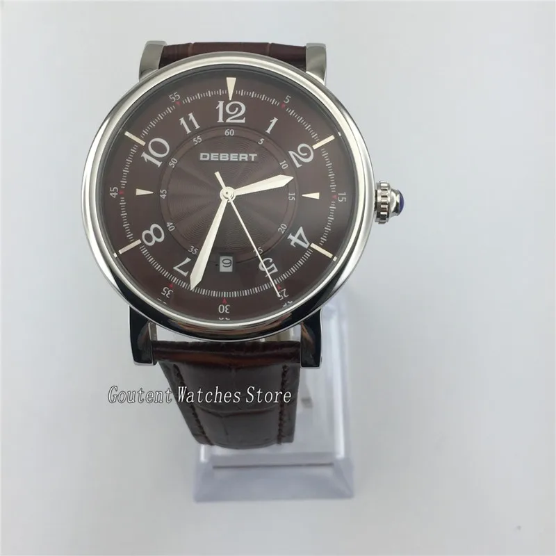 43mm Mens Watch Debert Sliver Stainless Steel Case Leather Band Automatic
43mm Mens Watch Debert Sliver Stainless Steel Case Leather Band Automatic
