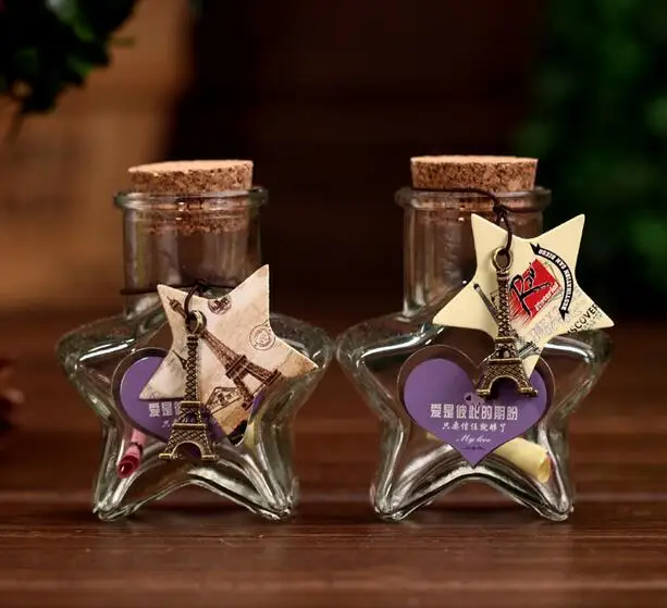 2pcs/lot Clear Glass Five-star Bottle Sample Jars with Cork Stopper Message Vials Weddings Flash Wish Bottle Kids Children gifts
2pcs/lot Clear Glass Five-star Bottle Sample Jars with Cork Stopper Message Vials Weddings Flash Wish Bottle Kids Children gifts
