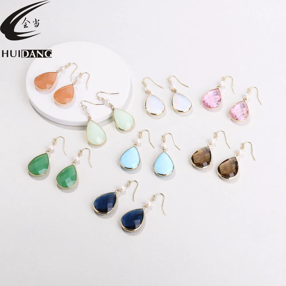 10 Colors 2 inch water drop opal stone earrings with pearl bead Korean drop earrings female
10 Colors 2 inch water drop opal stone earrings with pearl bead Korean drop earrings female