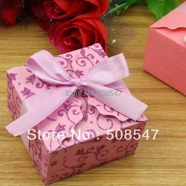 shipping 100pcs ribbon purple wedding favor box gift box candy