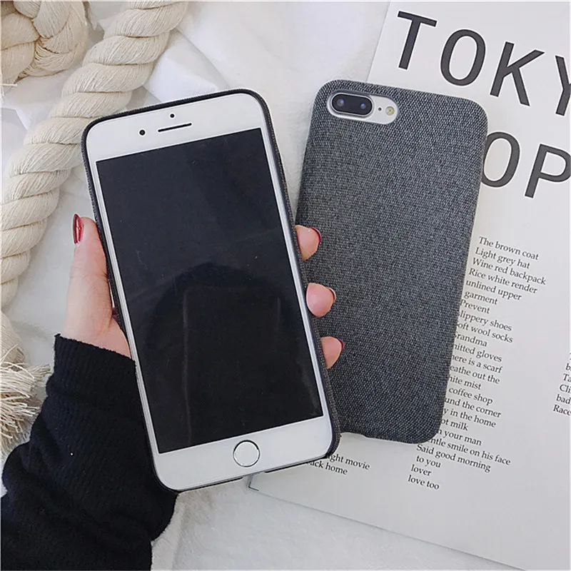 LUDI Vintage Cotton & Linen Cloth Phone Case For iPhone 8 7 7plus 8plus Soft back cover For iphone x case 6 6s leather5