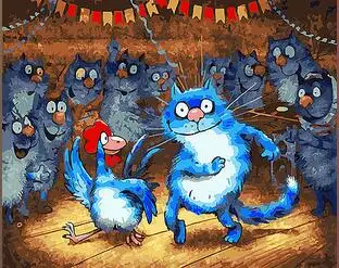 Blue cat and rooster dance prom animal painting by numbers on canvas wall pictures for living room
Blue cat and rooster dance prom animal painting by numbers on canvas wall pictures for living room
