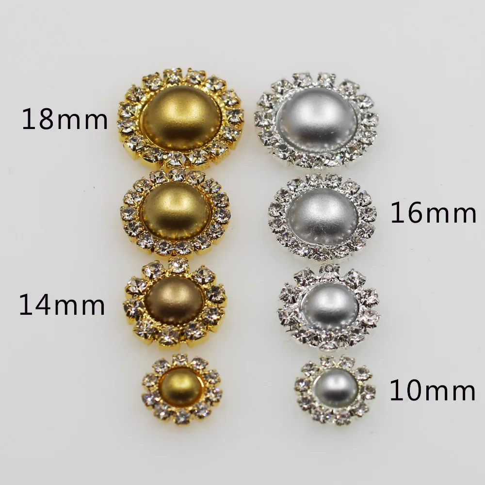 10pcs Fleur Cristal Perle Tige Boutons embellissements pour coudre or 17 mm