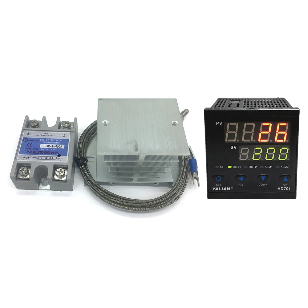 Max temperature range 1300 °C Pid Digital Temperature controller good thermoregulator+2M K type Thermocouple+SSR 40A+heat sink
Max temperature range 1300 °C Pid Digital Temperature controller good thermoregulator+2M K type Thermocouple+SSR 40A+heat sink