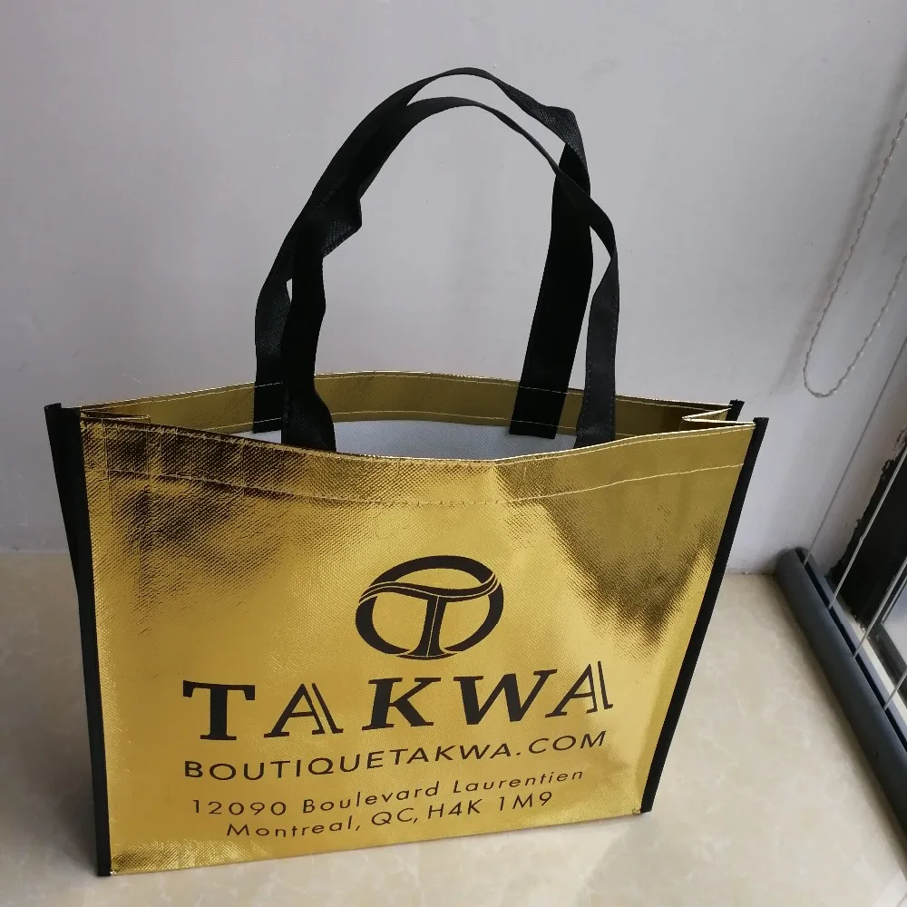 Wholesale 500pcs/lot 30Hx35x10cm Custom size with logo printed Reusable Gold Metalic Non Woven Shopping Bags for Trade Show/ads
Wholesale 500pcs/lot 30Hx35x10cm Custom size with logo printed Reusable Gold Metalic Non Woven Shopping Bags for Trade Show/ads
