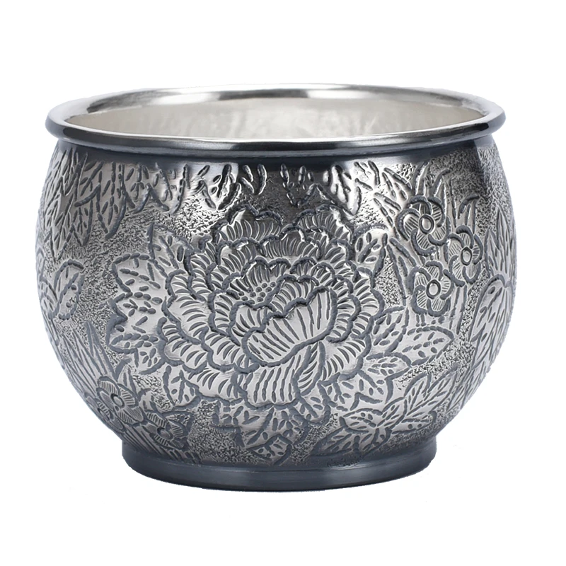 Pure Tea Cup Silver Cup Pure Handmade Foot Silver 999 Retro Peony Cup Family Kungfu Silver Cup
Pure Tea Cup Silver Cup Pure Handmade Foot Silver 999 Retro Peony Cup Family Kungfu Silver Cup