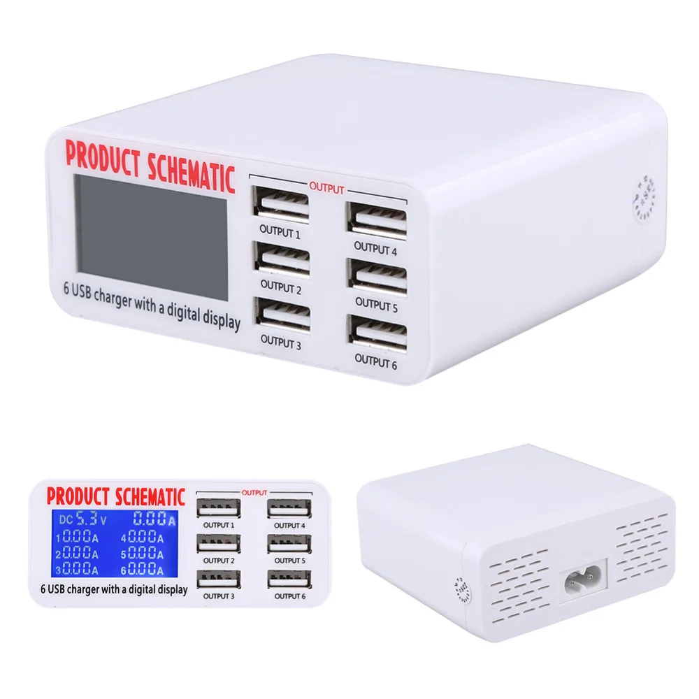 Universal USB Charger Travel WALL Charger 6 USB Ports EU/US Plug with LCD Digital Display for multiple iphone tablets samsung
Universal USB Charger Travel WALL Charger 6 USB Ports EU/US Plug with LCD Digital Display for multiple iphone tablets samsung