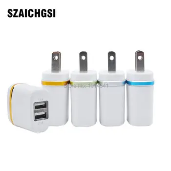 SZAICHGSI 5V 2.1A LED Light 2 Ports US Plug USB Charger Fast Wall Adapter Charger For iPhone 5 6 7 mobile Phone wholesale 50pcs
SZAICHGSI 5V 2.1A LED Light 2 Ports US Plug USB Charger Fast Wall Adapter Charger For iPhone 5 6 7 mobile Phone wholesale 50pcs