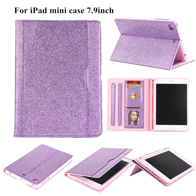 Фото For iPad mini Case 7.9'' Soft Silicone Pencil Holder for Apple 1 2 3 4 5 cover funda tablet stand Shell+Card - купить