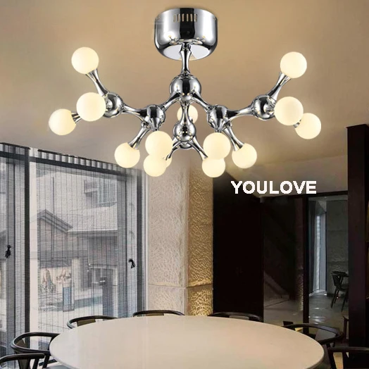 Image Free shipping modern LED DNA molecule Robot dog ceiling lights fixture bedroom study foyer dining room restaurant ceiling lamps