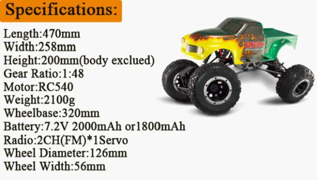 HSP 94180 1/10th Scale RC Car 4WD Electric Powered Off-Road rc Crawler 2.4G Climbing Truck / car P3
HSP 94180 1/10th Scale RC Car 4WD Electric Powered Off-Road rc Crawler 2.4G Climbing Truck / car P3