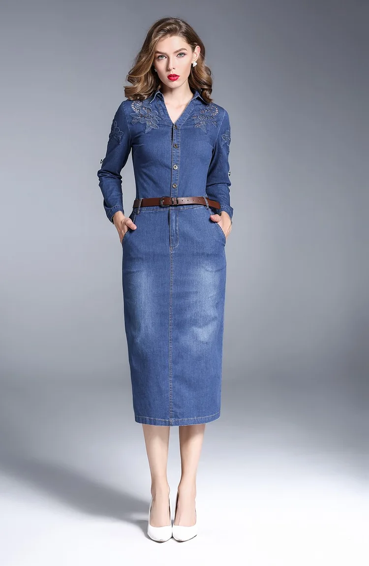 2017 Autumn Women Pencil Hollow Out Dress Long Sleeve Dress Cowboy Dress Slim Was Thin Buttocks Denim Dress
2017 Autumn Women Pencil Hollow Out Dress Long Sleeve Dress Cowboy Dress Slim Was Thin Buttocks Denim Dress