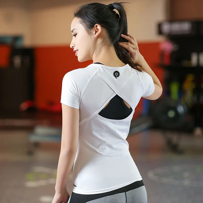2018 Backless Sport Shirts Women Yoga Shirt Short Sleeve Sport Running Vest Gym Tank Top Lady fitness shirts Workout Sportswear
2018 Backless Sport Shirts Women Yoga Shirt Short Sleeve Sport Running Vest Gym Tank Top Lady fitness shirts Workout Sportswear