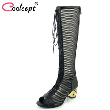 Coolcept Size 33-46 Women High Heel Boots Round Toe Platform Lace Knee Boots Female Sexy Fahsion Shoes Party Club Footwear
Coolcept Size 33-46 Women High Heel Boots Round Toe Platform Lace Knee Boots Female Sexy Fahsion Shoes Party Club Footwear