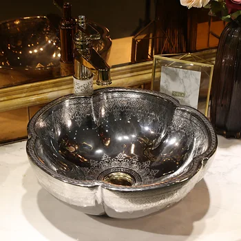 European Style Washbasin Bathroom Basin Silver Plated Carving ceramic sink wash basin Counter Top Wash Basin Bathroom Sinks
European Style Washbasin Bathroom Basin Silver Plated Carving ceramic sink wash basin Counter Top Wash Basin Bathroom Sinks