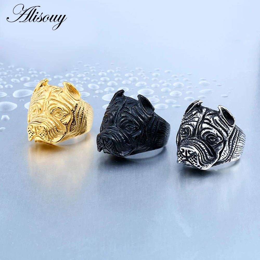 Alisouy Pitbull Pit Bull Dog 316L Stainless Steel Mens Biker Rocker Punk Ring Silver Black Gold Hyperbole Ring for men Size 7-13
Alisouy Pitbull Pit Bull Dog 316L Stainless Steel Mens Biker Rocker Punk Ring Silver Black Gold Hyperbole Ring for men Size 7-13