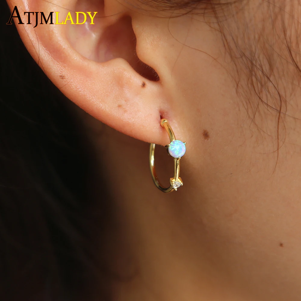 2018 New 925 sterling silver jewelry cute sparking cz earring Round blue Opal stone hoop Earings girl women Opal cz Earrings
2018 New 925 sterling silver jewelry cute sparking cz earring Round blue Opal stone hoop Earings girl women Opal cz Earrings