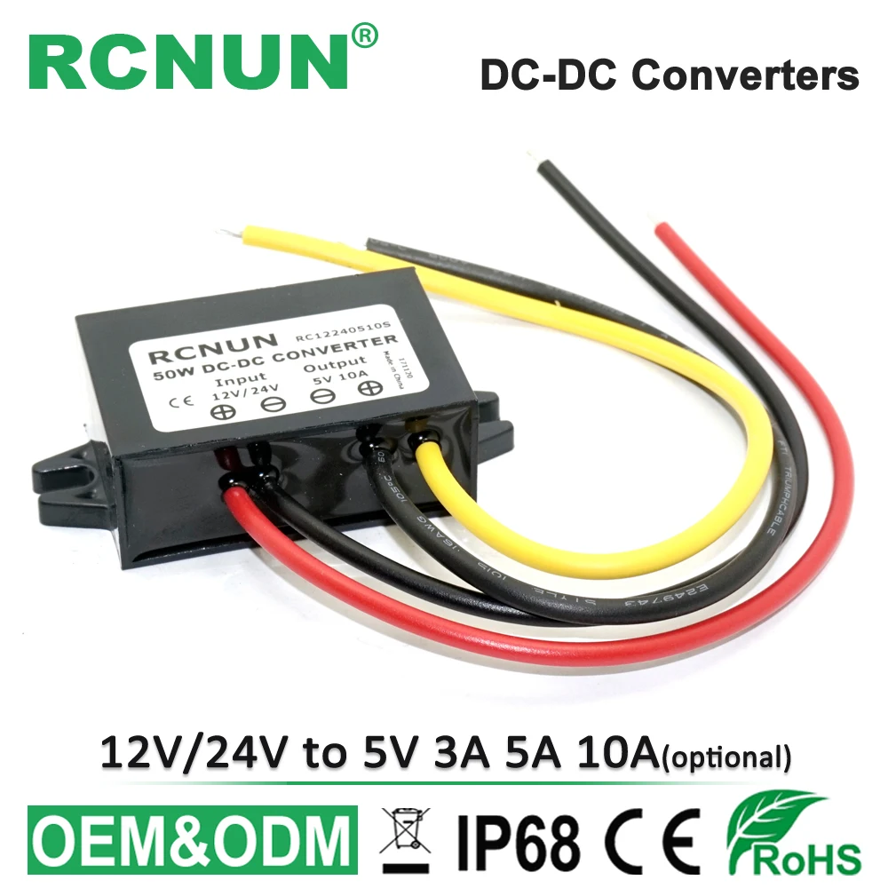 

12V to 5V 24V to 5V Step Down DC DC Power Converter 8-36V to 5V to 5V 10A 5A 3A Car Power Supply