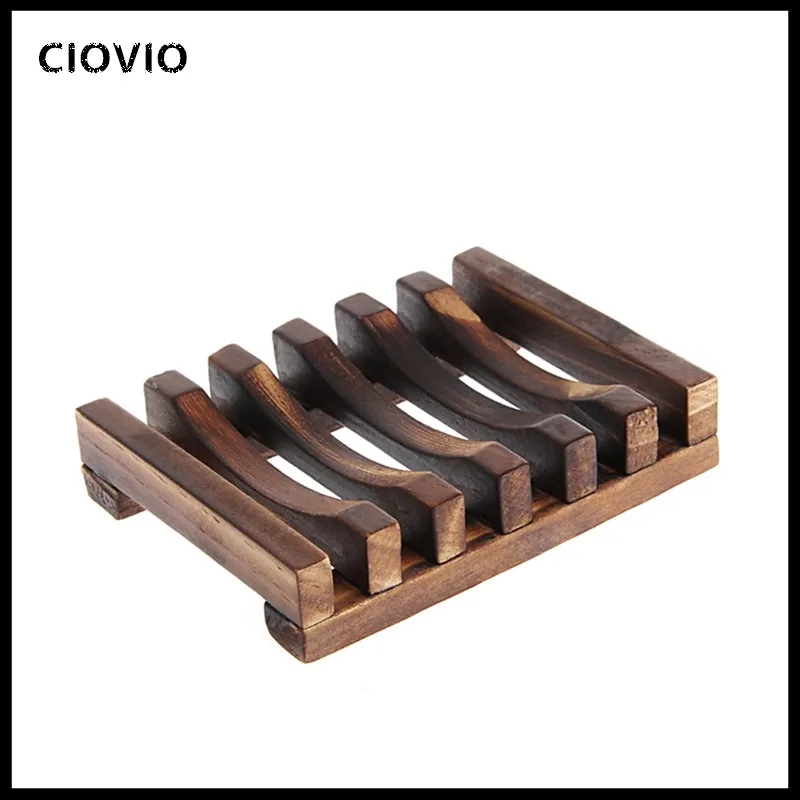 Soap Holder Dish Bathroom Shower Storage Support Plate Stand Wood Box Natural Soap Dishes