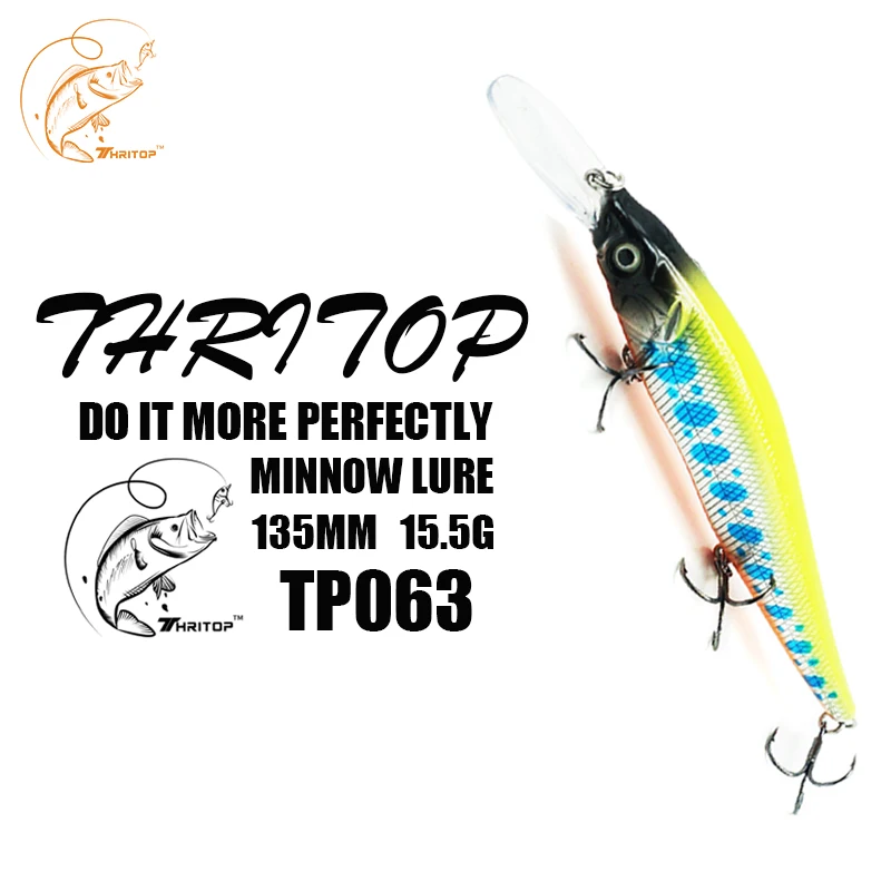Thritop Fishing Minnow Lures Hard Bait 13.5cm 15.5g 3D Eyes 5 Colors TP063 Jerkbait Fishing Tackle Accessories
Thritop Fishing Minnow Lures Hard Bait 13.5cm 15.5g 3D Eyes 5 Colors TP063 Jerkbait Fishing Tackle Accessories