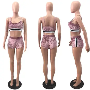 New Sexy Solid Color Stripe Women Slim Velvet Vest Crop Top Shorts Night Club Outfit S-2XLTwo Pieces Suit
New Sexy Solid Color Stripe Women Slim Velvet Vest Crop Top Shorts Night Club Outfit S-2XLTwo Pieces Suit