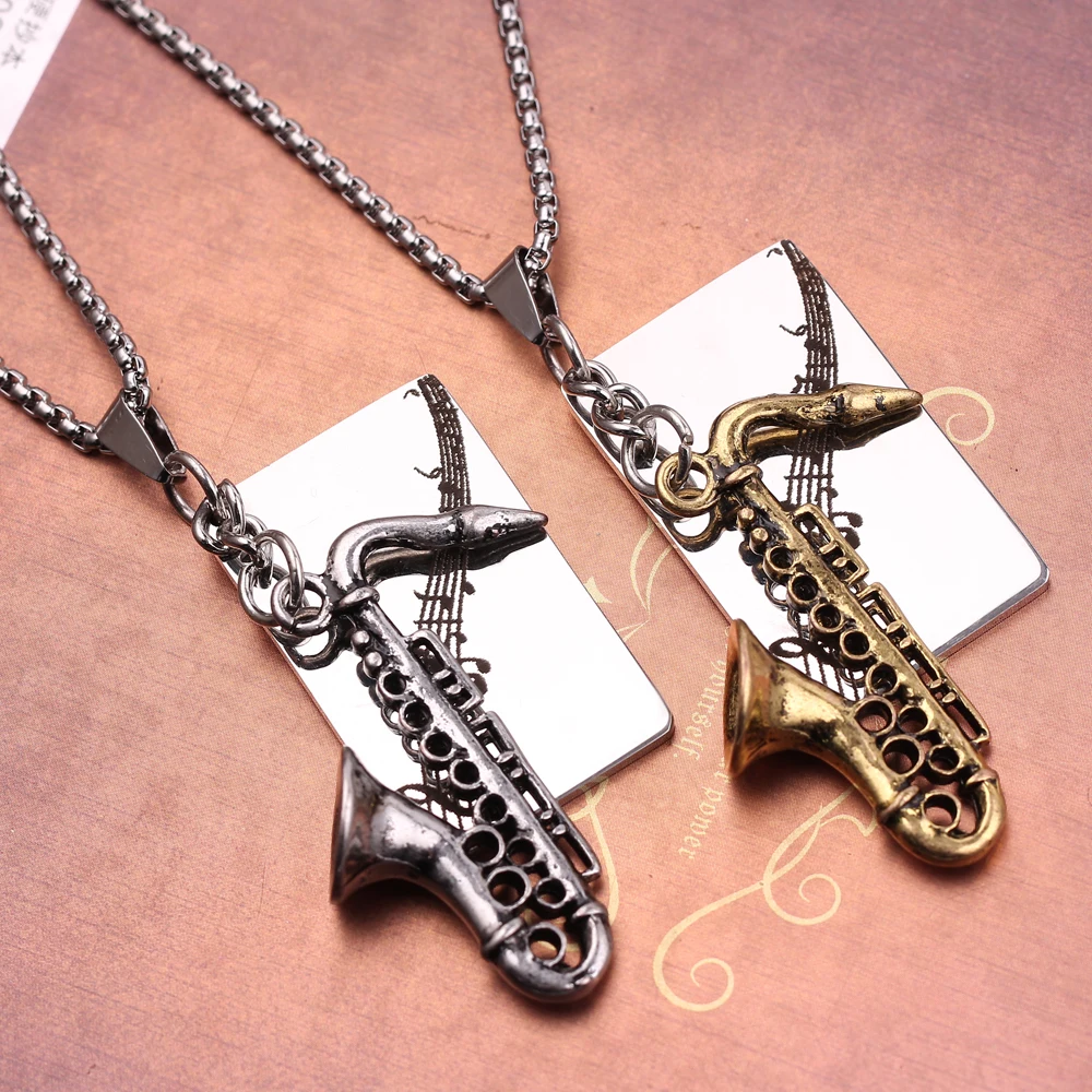 Fashion custom music symbol jewelry gold silver saxophone metal piece engrave pendant necklaces for men women gifts to teenager
Fashion custom music symbol jewelry gold silver saxophone metal piece engrave pendant necklaces for men women gifts to teenager