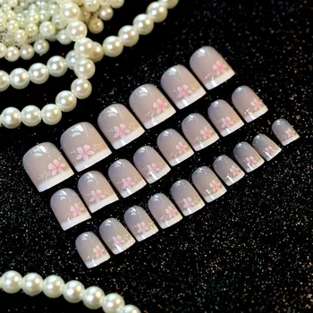 24pcs/box Flowers pearls pink False Nail Acrylic French Fake Nails Clear Full Cover Nail Decorated Beauty Nail Art Manicure tool
24pcs/box Flowers pearls pink False Nail Acrylic French Fake Nails Clear Full Cover Nail Decorated Beauty Nail Art Manicure tool