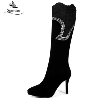 Sgesvier Women's Fashion Knee High Boots Thin Heels Shoes Woman High Heels Rhinestone Boots Fur Warm Winter Boots Botas OX870
Sgesvier Women's Fashion Knee High Boots Thin Heels Shoes Woman High Heels Rhinestone Boots Fur Warm Winter Boots Botas OX870