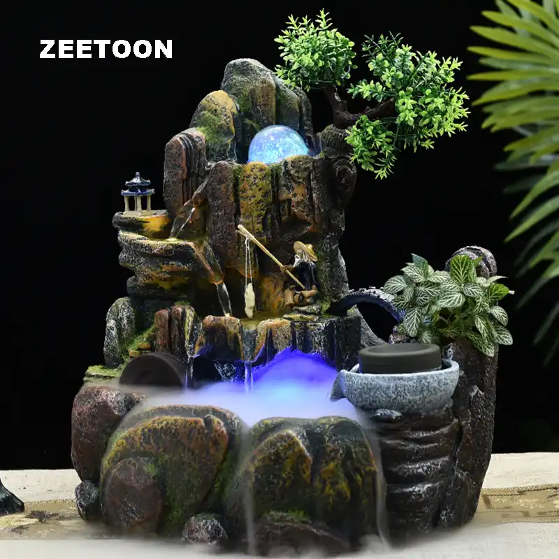 110v 220v Resin Rockery Water Fountain Feng Shui Decoracion Bonsai