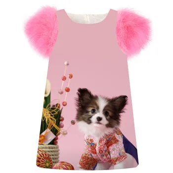Girls Dress fashion printing Pink and dog Spring/Autumn faux fur sleeve girls dress Children Clothing
Girls Dress fashion printing Pink and dog Spring/Autumn faux fur sleeve girls dress Children Clothing