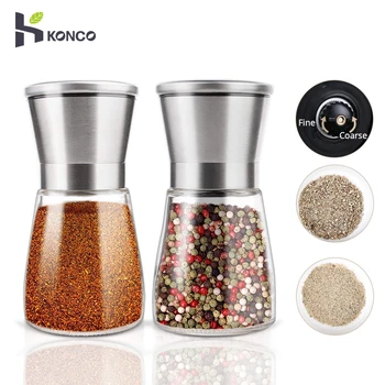KONCO 2Pcs Salt Pepper Mill Grinder Shakers, Stainless Steel Pepper Spice Mills Set with Adjustable Ceramic with Glass Body
KONCO 2Pcs Salt Pepper Mill Grinder Shakers, Stainless Steel Pepper Spice Mills Set with Adjustable Ceramic with Glass Body