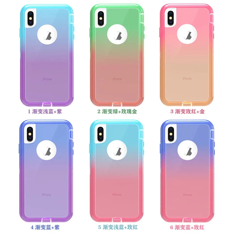 Heavy duty Color Gradient Shockproof Clear cell phone case cover For iPhone 8 plus phone cases XR X Xs 7 plus 6 plus xs max
Heavy duty Color Gradient Shockproof Clear cell phone case cover For iPhone 8 plus phone cases XR X Xs 7 plus 6 plus xs max
