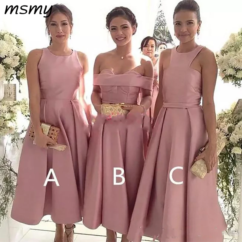 2020 Short Tea Length Blush Pink Bridesmaid Dresses Tea Length prom dresses Satin Prom Party Gowns Short Maid of Honor
2020 Short Tea Length Blush Pink Bridesmaid Dresses Tea Length prom dresses Satin Prom Party Gowns Short Maid of Honor
