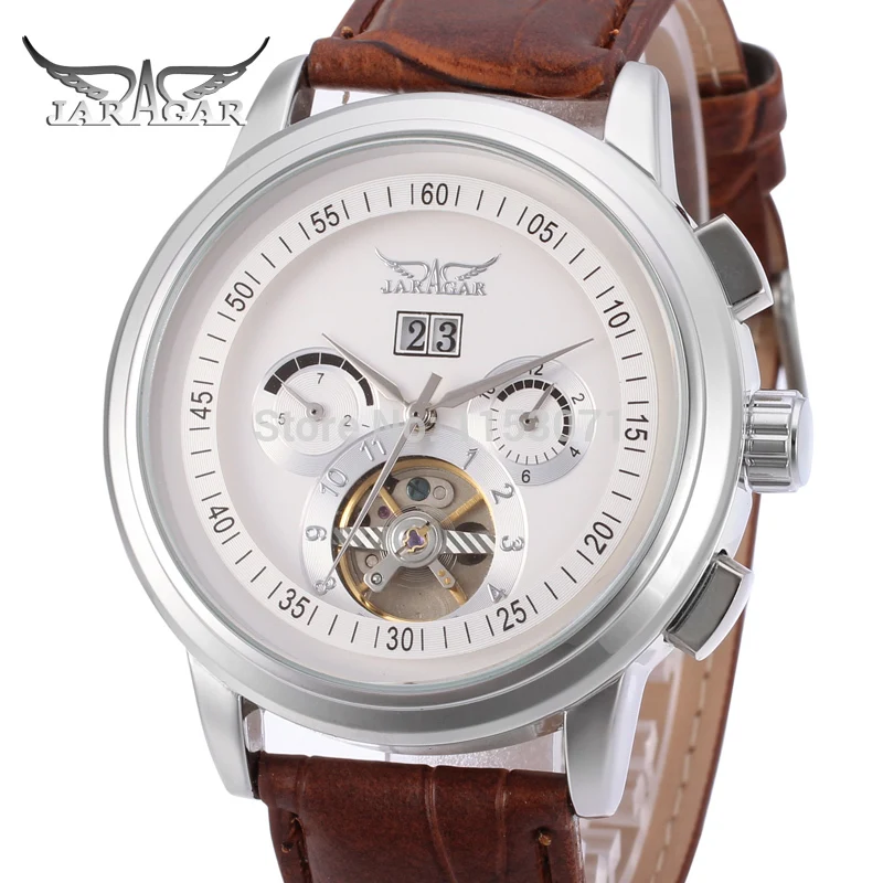 Jargar Men's Watch Luxury Selft-wind Automatic Brown Genuine Leather Strap Multifunctional Wristwatch Color White JAG16557M3S2
Jargar Men's Watch Luxury Selft-wind Automatic Brown Genuine Leather Strap Multifunctional Wristwatch Color White JAG16557M3S2