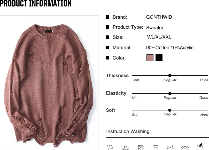 Ripped Destroyed Holes Distressed Sweaters