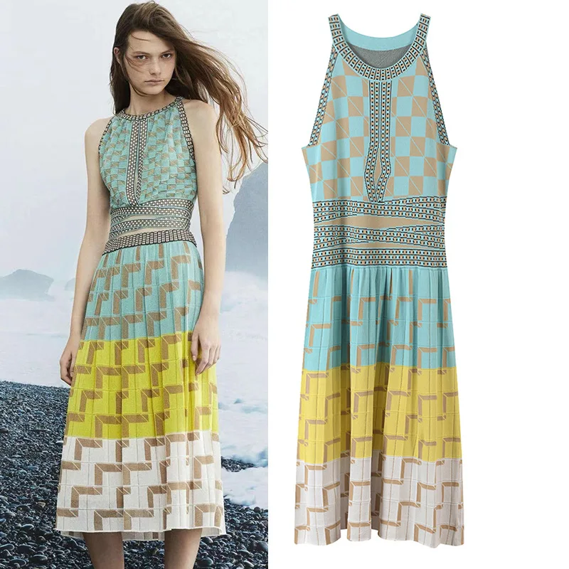 2019 Sweet Women Spring Casual Designer Geometric Lattice Knitting Dress Slim Stretch Holiday Vacation Knitted Halter Dress
2019 Sweet Women Spring Casual Designer Geometric Lattice Knitting Dress Slim Stretch Holiday Vacation Knitted Halter Dress