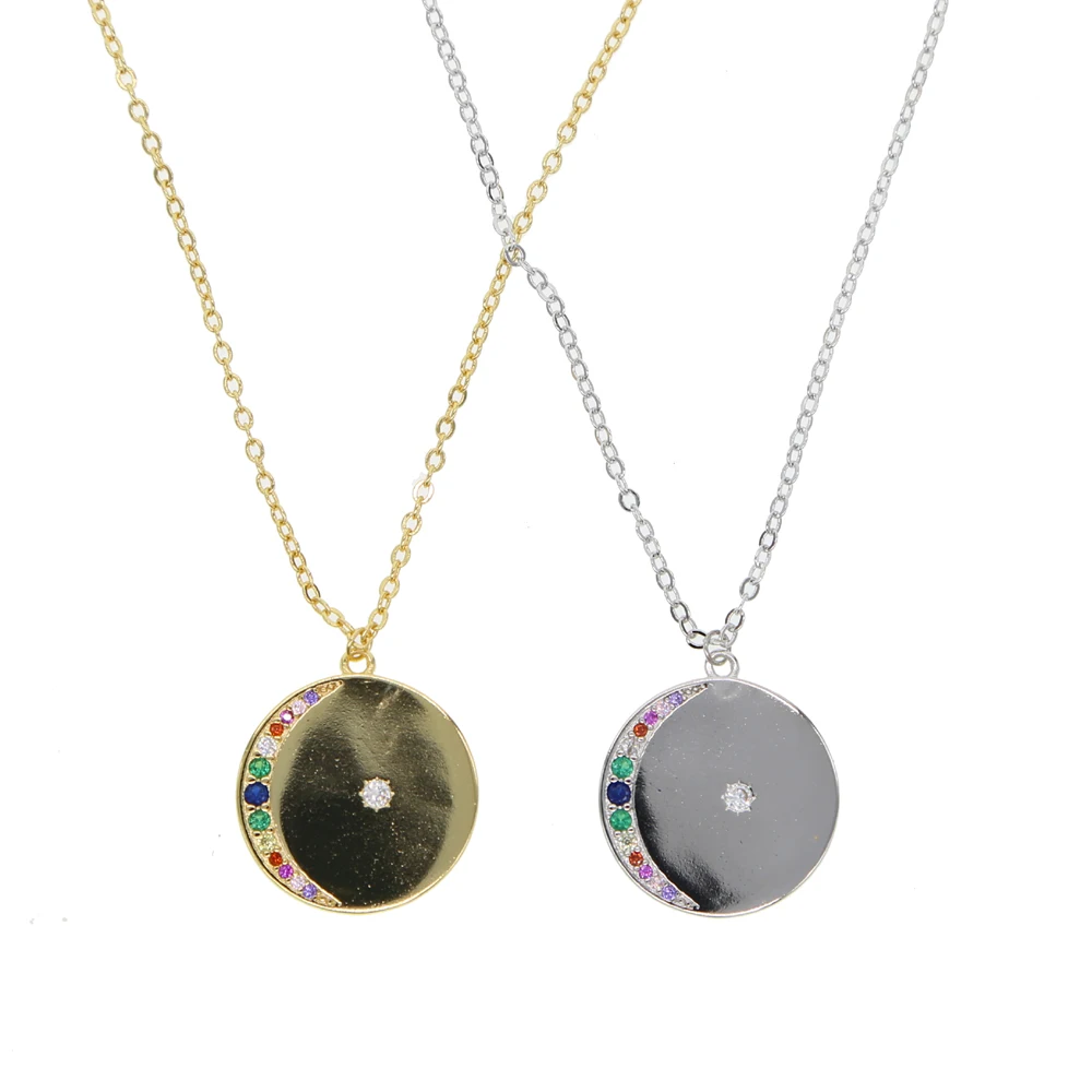 New Design Carved Coin Necklace & Pendant rainbow cz brass Gold Color Round plate Necklace For Women Girl Fashion Jewelry
New Design Carved Coin Necklace & Pendant rainbow cz brass Gold Color Round plate Necklace For Women Girl Fashion Jewelry
