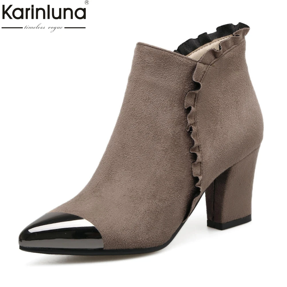KarinLuna new plus size 33-40 Pointed Toe Zip Up Shoes Woman Boots Square Heels New Fashion Ankle Boots Woman Shoes
KarinLuna new plus size 33-40 Pointed Toe Zip Up Shoes Woman Boots Square Heels New Fashion Ankle Boots Woman Shoes